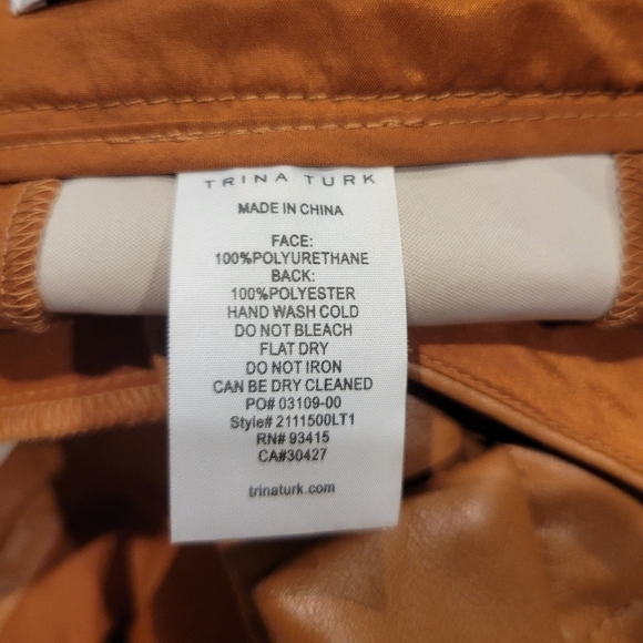 Trina turk size m vegan leather nutmeg colored cuffed pants - Picture 7 of 7
